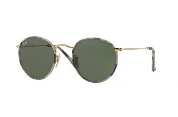 Image of Ray-Ban ROUND METAL M RB3447JM Sunglasses 171-50 - Camouflage Grey/White Frame, Green Lenses