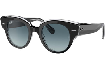 Image of Ray-Ban Roundabout RB2192 Sunglasses, Black On Transparent, 47, RB2192-12943M-47