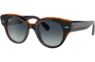 Image of Ray-Ban Roundabout RB2192F Sunglasses, Black On Transparent Brown, 47, RB2192F-132241-47