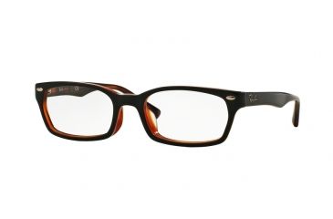 Image of Ray-Ban RX5150F Progressive Prescription Eyeglasses 2044-52 - Top Black On Red Havana Frame