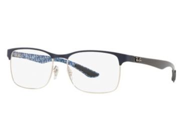 Image of Ray-Ban RX8416 Eyeglass Frames 3016-53 - Silver On Top Matte Blue Frame