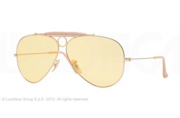 Image of Ray-Ban Shooter Sunglasses RB3138 001/4A-58 - Shiny Gold Frame, White Photocromatic Lenses