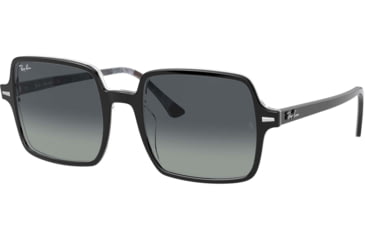 Image of Ray-Ban Square II RB1973 Sunglasses, Black On Chevron Grey/Burgundy, 53, RB1973-13183A-53