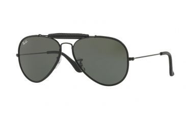 Image of Ray-Ban Sunglasses RB3422Q 9040-58 - Leather Black Frame, Green Lenses