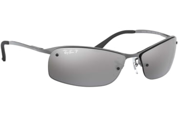 Image of Ray-Ban Top Bar Sunglasses RB3183 004-82-6315 - Gunmetal Frame / Polarized Gray Mirror Silver Grad. Lenses