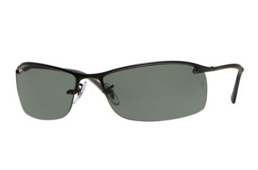 Image of Ray-Ban Top Bar Sunglasses RB3183 W3339-6315 - Matte Black Polarized Green
