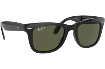 Image of Ray-Ban Wayfarer Folding Sunglasses RB4105 601-58-5022 - Black Frame, Crystal Green Polar 50 mm Lenses