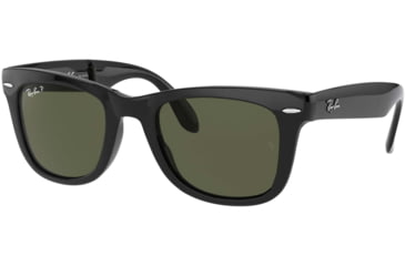Image of Ray-Ban Wayfarer Folding Sunglasses RB4105 601-58-5022 - Black Frame, Crystal Green Polar 50 mm Lenses