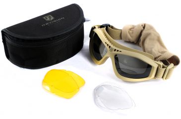 Image of Revision Bullet Ant Tactical Goggles, Tan, Deluxe Kit - Clear, Solar, Yellow Lenses