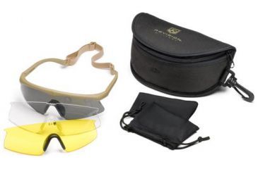 Image of Revision Sawfly High-Impact Eyeshields - Deluxe Kit w/ Polarized, HC Yellow, and Clear lenses - Tan Frame