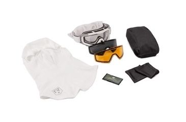 Image of Revision Snowhawk Deluxe Goggle System w/ Clear, Solar, Vermillion High-Contrast Lenses, White Frame, 4-0100-0003