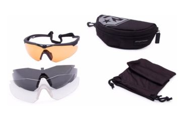 Image of Revision Stingerhawk Eyewear Deluxe Shooters Kit, Clear/Solar/Vermillion Lens, Black Frame, Regular, 4-0152-0006
