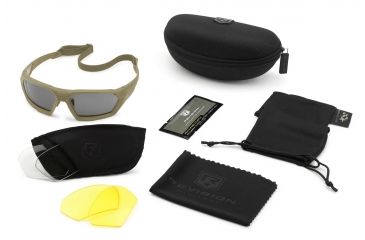 Image of Revision Unisex Shadowstrike Ballistic Sunglass Deluxe, Tan, w/ Clear, Solar, Yellow Lenses 4-0750-0204