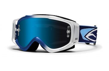 Image of Smith Optics Fuel v.2 Sweat-X Goggles - Navy-White Fade, Blue Mirror lens