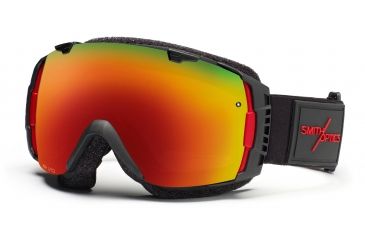 Image of Smith I/O Goggles, Black/Red Truetype, Red Sol X Mirror And Sensor Mirror Lenses IO7DXKTT11