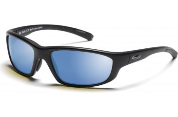 Image of Smith Optics Passage Sunglasses with Black frames and Blue Mirrored Gray lenses