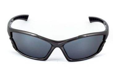 Image of Survival Optics Sunglasses Wraps/Viper Sunglasses, Metallic Gray/Black Nose and Tip Pads Frame, SOS Logo, Pc Decenter Smoke-fm Lens 3231