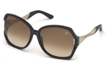 Image of Swarovski SK0065 Sunglasses - Shiny Black Frame Color, Brown Gradient Lens Color