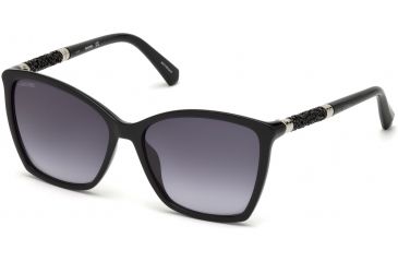 Image of Swarovski SK0148 Sunglasses - Shiny Black Frame Color, Gradient Smoke Lens Color
