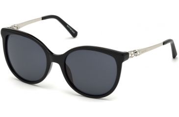 Image of Swarovski SK0155 Sunglasses - Shiny Black Frame Color, Smoke Mirror Lens Color