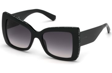 Image of Swarovski SK0203 Sunglasses - Shiny Black Frame Color, Gradient Smoke Lens Color