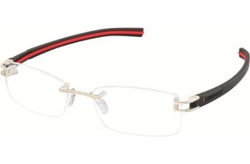 Image of Tag Heuer 7645 Single Vision Prescription Eyeglasses, Pure Frame - Black/Red Temples Frame, Clear Lens-7645-002SV