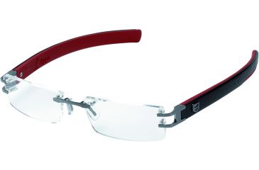 Image of Tag Heuer L-Type Eyeglasses, Anthracite Ceramic Frame/Calfskin Black Red Temples, Clear Lens 0112-004