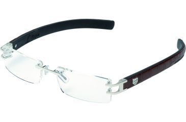 Image of Tag Heuer L-Type Eyeglasses, Palladium Frame/Alligator Matte Brown Black Temples, Clear Lens 0112-001