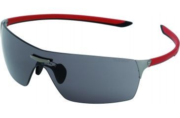 Image of Tag Heuer Squadra Sunglasses, Dark Frame/Red Black Temples, Grey Outdoor Lens 5501-101