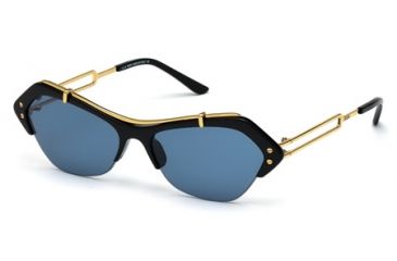 Image of Tod's TO0166 Sunglasses - Shiny Black Frame Color, Blue Lens Color
