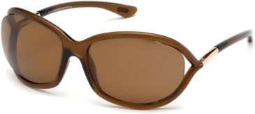 Image of Tom Ford FT0008 Sunglasses - Shiny Dark Brown Frame Color, Brown Polarized Lens Color