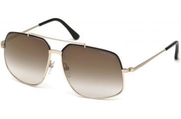 Image of Tom Ford FT0439 Sunglasses - Shiny Black Frame Color, Brown Mirror Lens Color