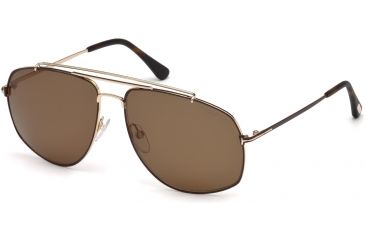 Image of Tom Ford FT0496 Sunglasses - Shiny Rose Gold Frame Color, Roviex Polarized Lens Color