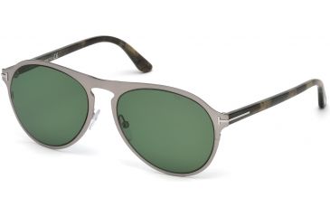 Image of Tom Ford FT0525 Sunglasses - Shiny Light Ruthenium Frame Color, Green Lens Color