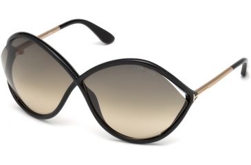 Image of Tom Ford FT0528 Sunglasses - Shiny Black Frame Color, Gradient Smoke Lens Color