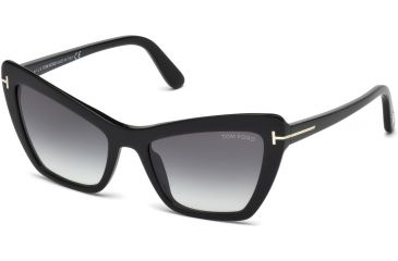 Image of Tom Ford FT0555 Sunglasses - Shiny Black Frame Color, Gradient Smoke Lens Color