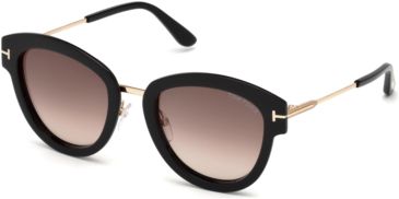 Image of Tom Ford FT0574 Sunglasses - Shiny Black Frame Color, Gradient Bordeaux Lens Color