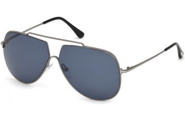 Image of Tom Ford FT0586 Sunglasses - Shiny Dark Ruthenium Frame Color, Blue Lens Color