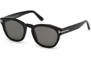 Image of Tom Ford FT0590 Sunglasses - Shiny Black Frame Color, Smoke Polarized Lens Color