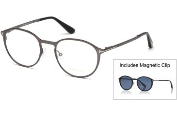 Image of Tom Ford FT5476 Eyeglass Frames - Shiny Dark Ruthenium Frame Color, Blue Lens Color