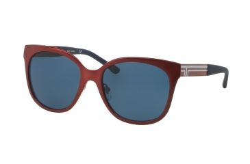 Image of Tory Burch TY6045 Sunglasses 312380-55 - Matte Red Frame, Dark Blue Solid Lenses