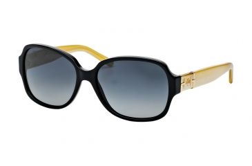 Image of Tory Burch TY7073 Sunglasses 1337T3-57 - Black/blonde Tortoise Frame, Grey Gradient Polarized Lenses