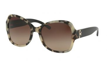 Image of Tory Burch TY7077 Sunglasses 156713-58 - Black White Tort Frame, Dark Brown Gradient Lenses