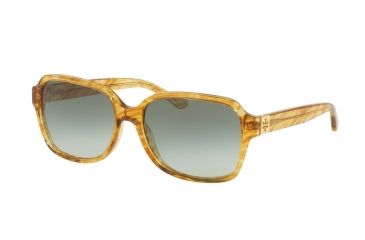 Image of Tory Burch TY7098 Sunglasses 16148E-55 - Yellow Translucent Horn Frame, Green Gradient Lenses