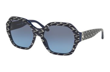 Image of Tory Burch TY7120 Sunglasses 17498F-57 - Navy T Pattern / Navy Frame, Grey Blue Gradient Lenses