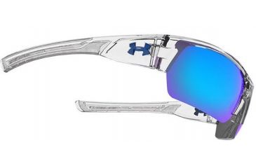 Image of Under Armour Big Shot Sunglasses, Crystal/Frosted Frame,Gray/Blue Multiflect Lens U8600085-141561