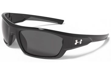 Image of Under Armour Force Sunglasses, Shiny Black/Charcoal Frame, Gray Lens U8600086-000900