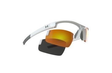 Image of Under Armour Stride S, Shiny White Frame, Orange Mirror &amp; Gray Lens, U8620039-520041