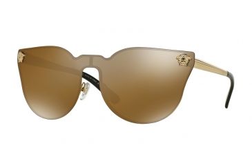 Image of Versace VE2120 Sunglasses 1002F9-43 - Gold Frame, Brown Mirror Gold Lenses