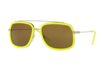 Image of Versace VE2173 Sunglasses 139473-60 - Pale Gold/fluo Yellow Frame, Brown Lenses